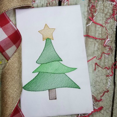 Layered Christmas Tree Machine Embroidery Design - Sketch Stitch